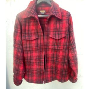 Woolrich Vintage Women’s Size L Utility Jacket Wool Red/Black EUC